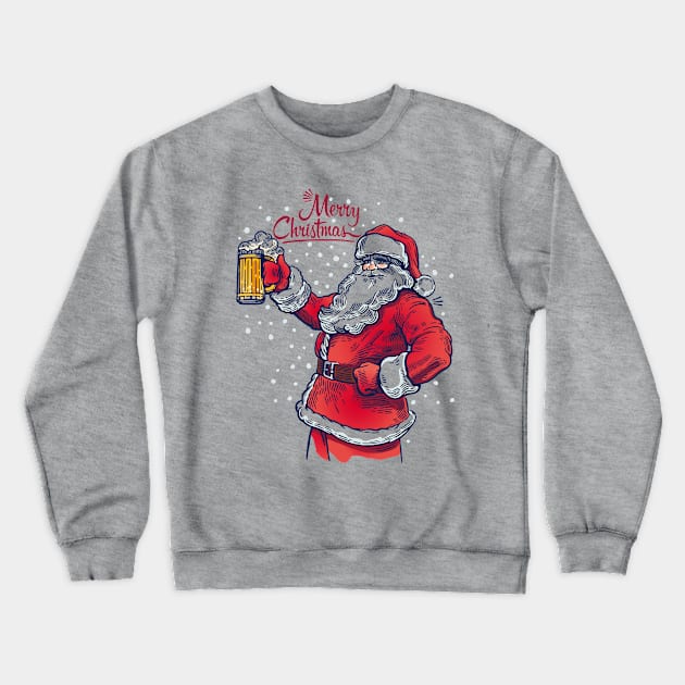 Merry Christmas One Beer Jar Santa Claus costume Crewneck Sweatshirt by GeekCastle